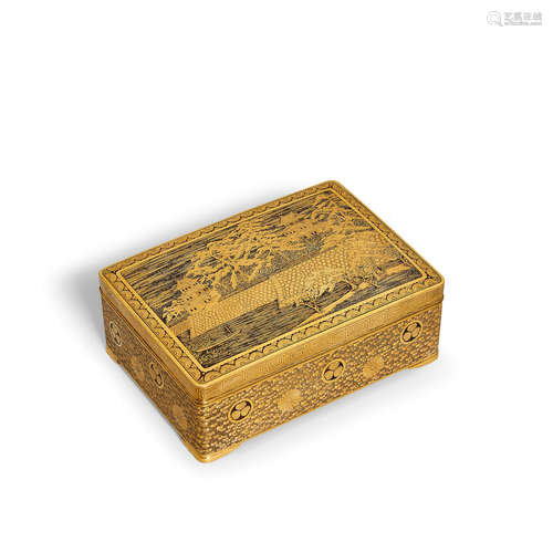 A gilt damascened lidded box Meiji era (1868-1912)