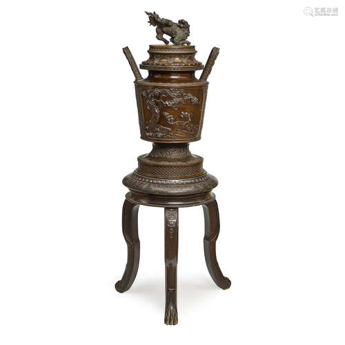 A massive cast bronze covered presentation censer, koro Meiji era (1868-1912)