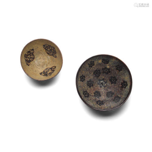 Two paper cut brown glazed teabowls Jizhou type, 11th/12th century