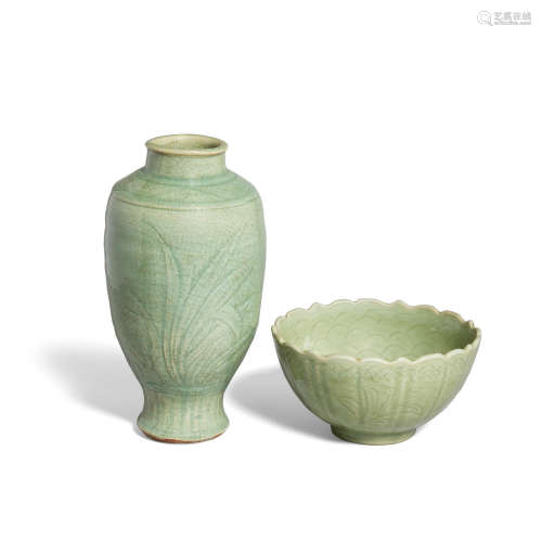 Two Longquan celadon vessels Ming dynasty