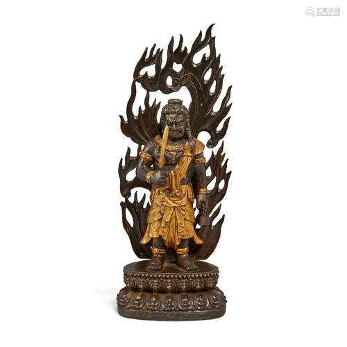 A gilt bronze figure of fudo myoo Taisho (1912-1926) or early Showa era, early 20th century