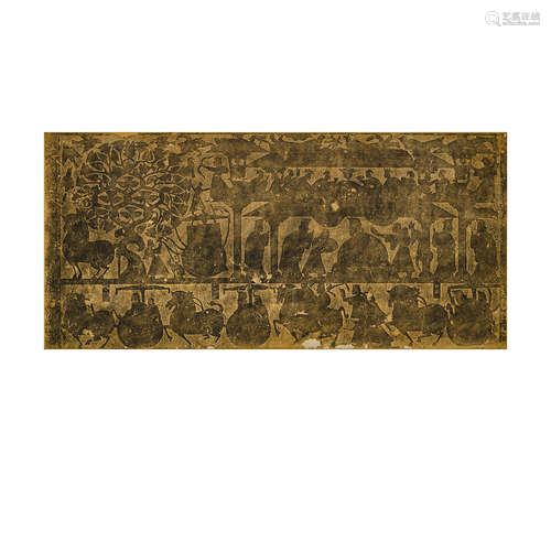 A large rubbing of the Wu Family Shrine panel 20th century