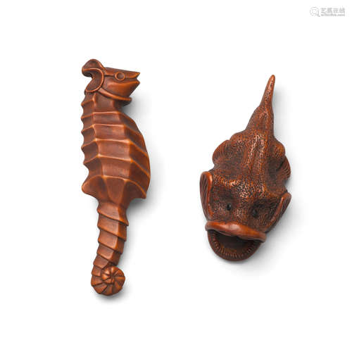 Two Contemporary wood netsuke By Reigen Geijo (b. 1935)