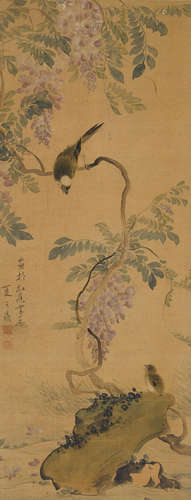 Xia Zhiding (1782-1827) Wisteria and Birds