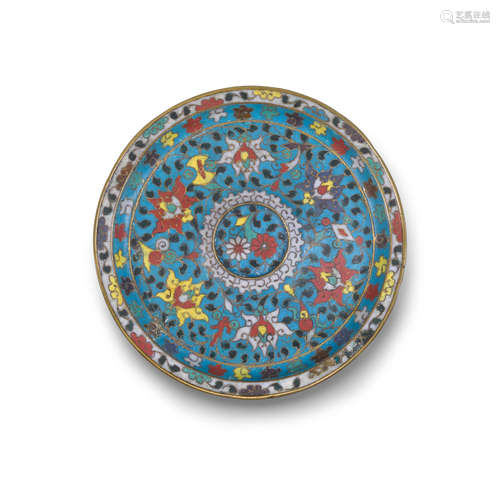 A Cloisonné enameled gilt bronze cup dish Ming dynasty