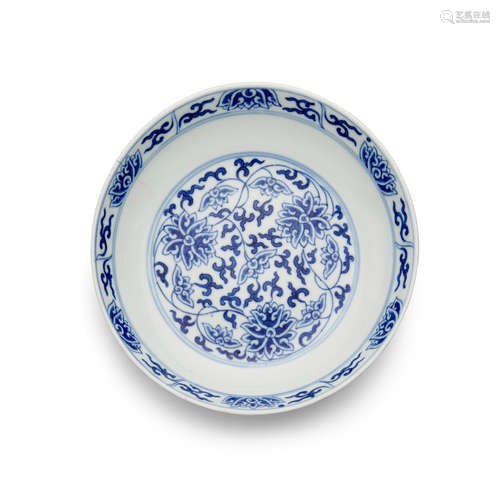 A blue and white porcelain dish Tongzhi mark and of the period