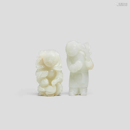 Two Ming style white jade figural carvings