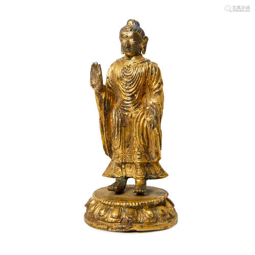 A gilt bronze figure of Buddha 18th century