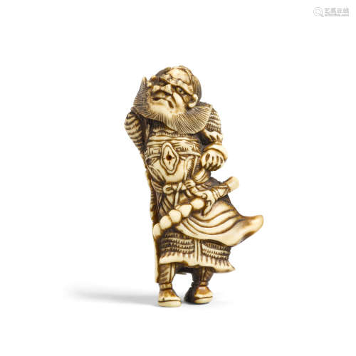 A stag antler netsuke of a general Edo period (1615-1868), 19th century
