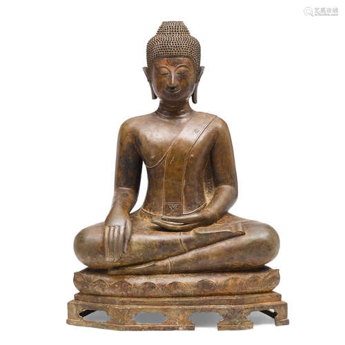 A Cast bronze seated figure of the Buddha Thailand, 17th/18th century