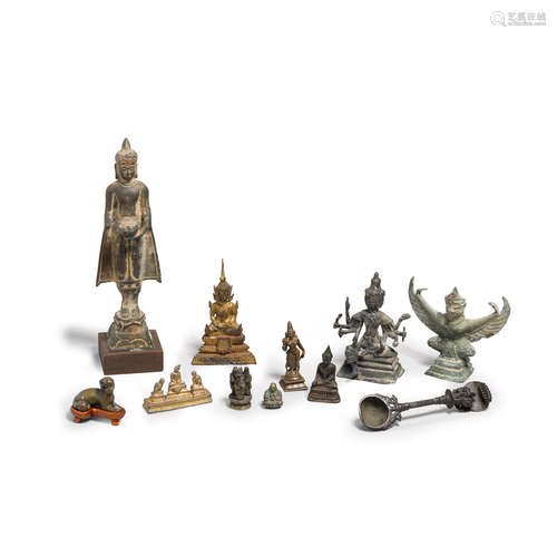 A group of cast bronze devotional figures South and Southeast Asian, 19th century