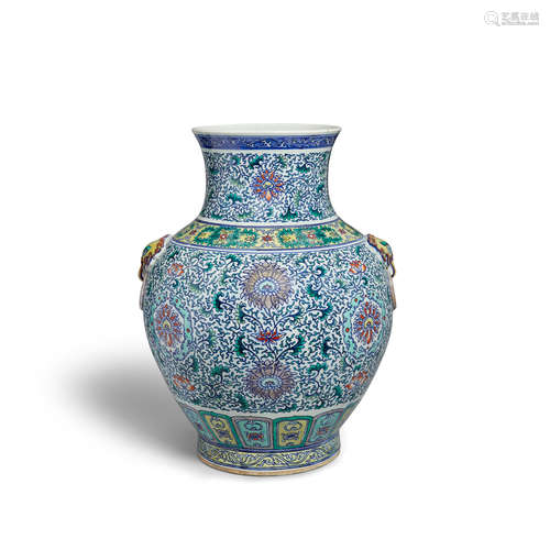 A massive doucai enameled porcelain vase Qianlong mark, Republic period