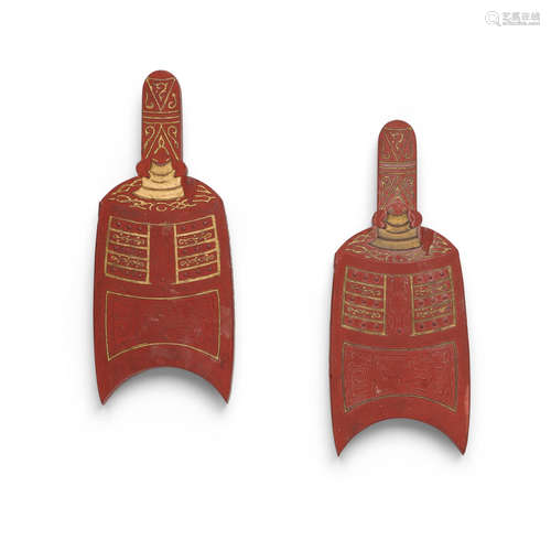 A pair of ink cakes in the form of archaistic bells Jiajing mark and possibly of the period