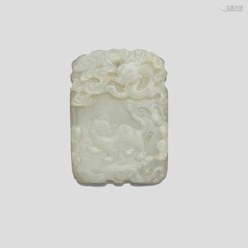 A fine carved white jade pendant 18th/19th century