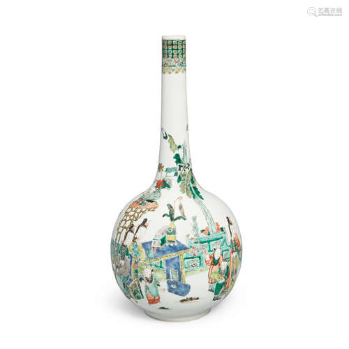 A 'famille verte' long neck vase 19th century