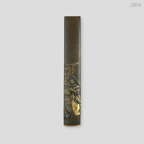 Hamano Teruchika (active circa 1800) A shibuichi kozuka Edo period (1615-1868), circa 1800