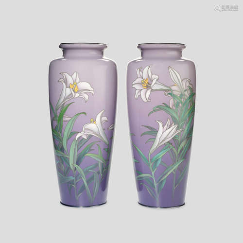 Ando Jubei (1876-1953) A pair of cloisonné-enamel vases Meiji (1868-1912) or Taisho era (1912-1926), circa 1912