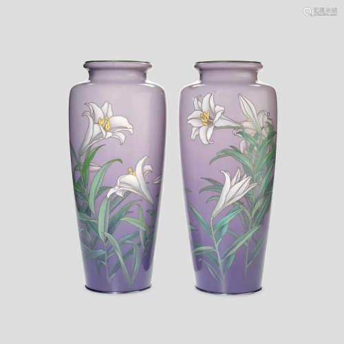 Ando Jubei (1876-1953) A pair of cloisonné-enamel vases Meiji (1868-1912) or Taisho era (1912-1926), circa 1912