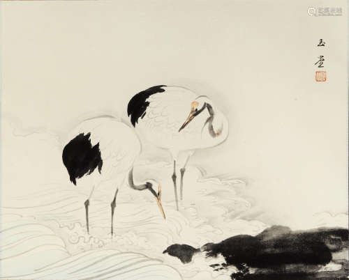 Kawai Gyokudo (1873-1957) Two Cranes Showa era (1926-1989), mid-20th century