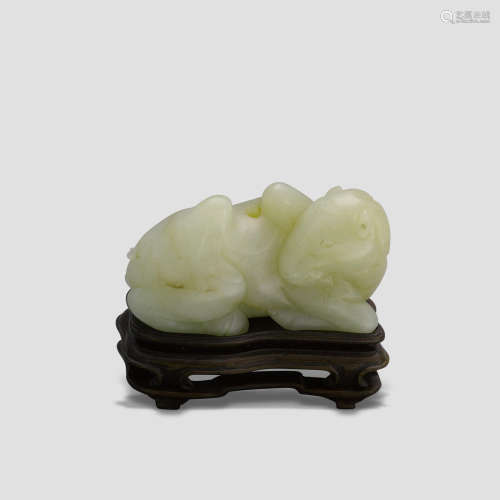 A Celadon jade recumbent camel Song/Ming Dynasty
