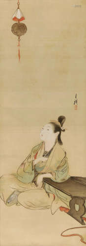 Ogata Gekko (1859-1920) Courtesan Admiring an Embroidered Ball Taisho era (1912-1926), 1915