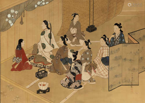 Style of Miyagawa Choshun (1683-1753) Life in the Pleasure Quarters Edo period (1615-1868), 19th century