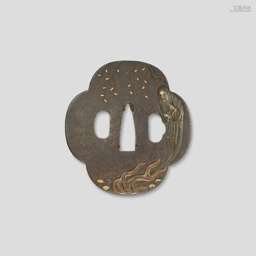 Saotome Iesada (active circa 1700) An iron and mixed-metal tsuba Edo period (1615-1868), circa 1700