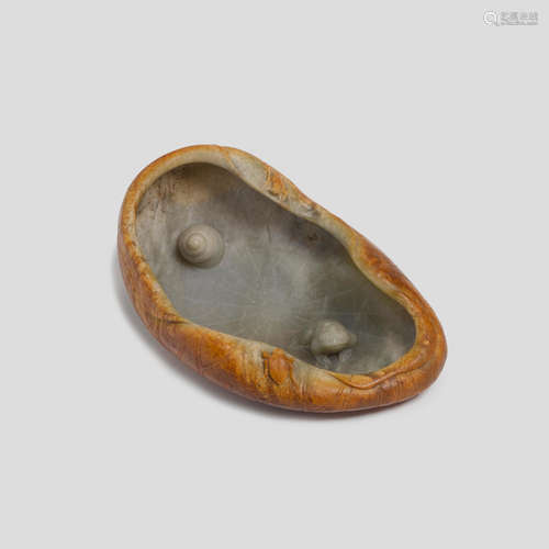 a carved jade lotus leaf-form brushwasher Qing dynasty