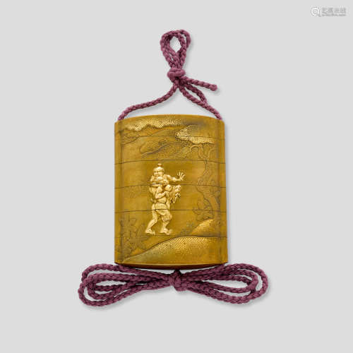 Tobe Kofu (1888-1965) A gold-inlaid five-case lacquer inro Taisho (1912-1926) or Showa (1926-1989) era, 20th century