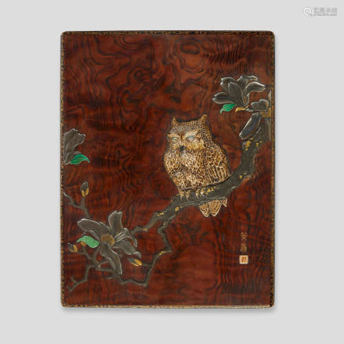 After Ogawa Haritsu (1661-1747) An inlaid-wood and lacquer suzuribako (writing box) Edo period (1615-1868), 18th century