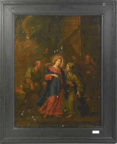 Huile sur toile ancienne religieuse (42 x 33cm)