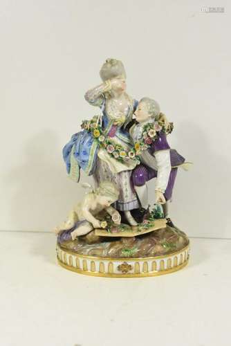 Groupe en porcelaine de Meissen (Ht.24cm)