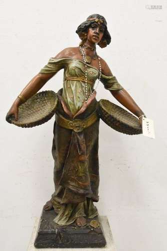 Statue en plâtre peint (Ht.105cm, accident au bras…