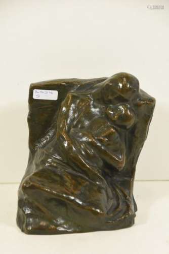 Maternité en bronze non signée (Ht 15 x 13 x 10cm)