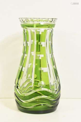 Vase art déco en cristal du Val st Lambert vert Ch…