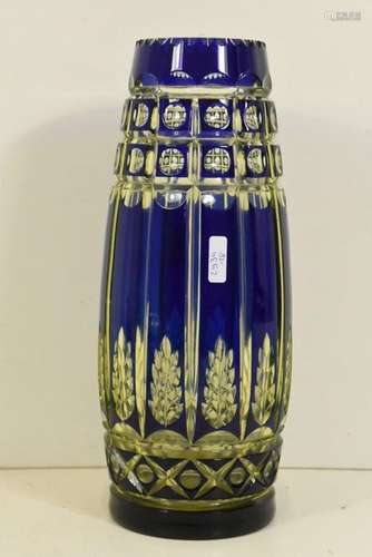 Vase Val St Lambert bleu et urane de Joseph Simon …