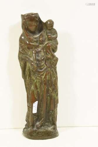 Vierge à l'enfant en bronze (Ht 25cm)