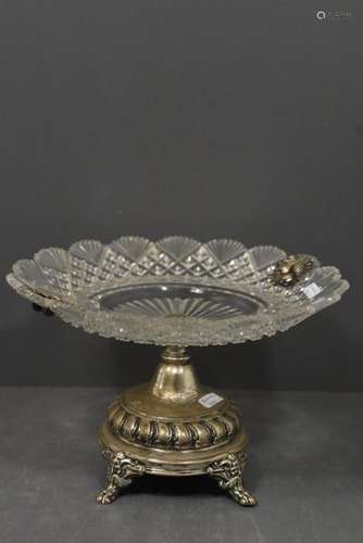 Coupe sur pied en cristal et argent (Ht.15cm, diam…