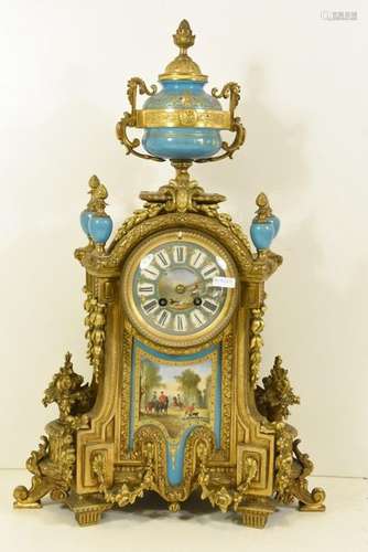 Pendule Napoléon III en bronze et porcelaine de Sè…