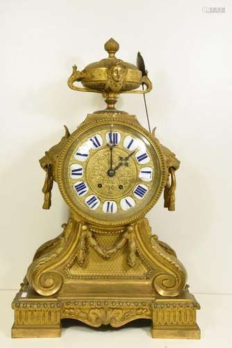 Pendule Napoléon III en bronze (Ht 65cm)