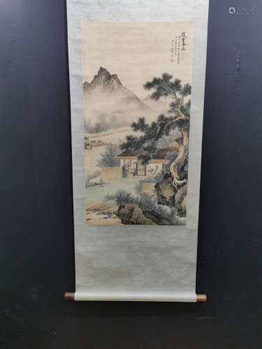 Chinese Painting Of Landscape And Figures By Wu Hufan