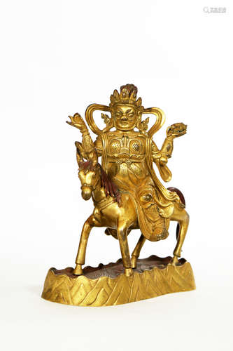 Chinese Exquisite Bronze Gold Gilded Statue