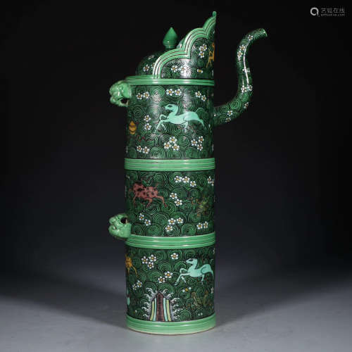 Chinese Su Tricolor Porcelain Pot