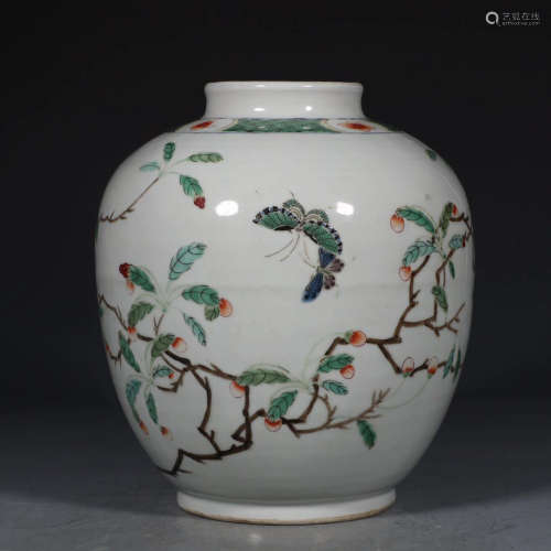 Chinese Early Period Verte Rose Porcelain Jar