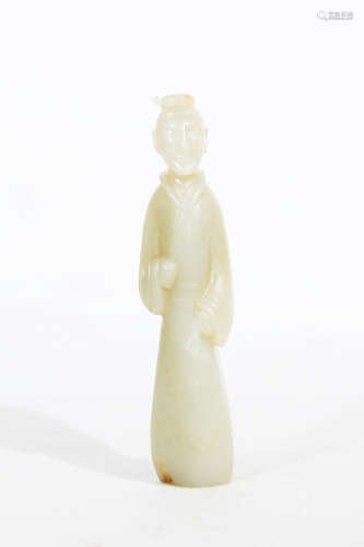 Chinese White Jade Figure Statue