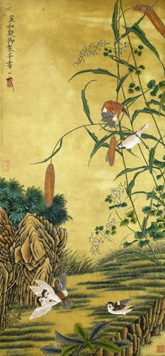 Chinese Painting Of Flowers And Birds On Silk By Song Huizong