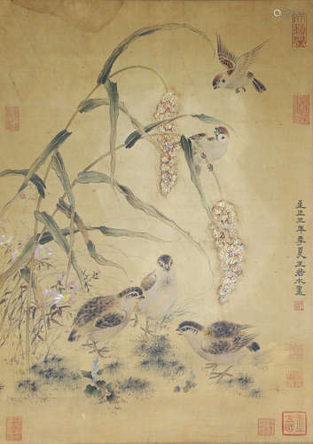 Chinese Painting Of Flowers And Birds By Wang Ruoshui