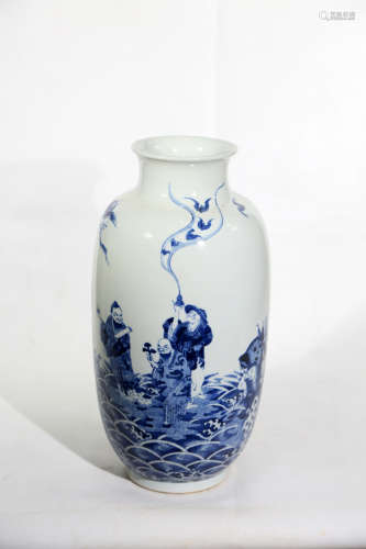 Chinese Blue And White Porcelain Bottle With Pattern Of Figures'S Story