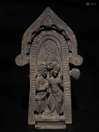 Chinese Gandhara Gray Stone Statue