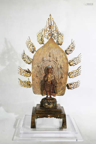 Chinese Chinese Rare Bronze Gold Gilded Buddha Statue